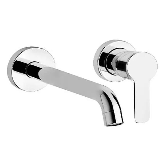 Kiamami Valentina Waschtischarmatur - Silber - Wandmontierter Wasserhahn aus poliertem Chrom mit separatem Einhebelgriff.