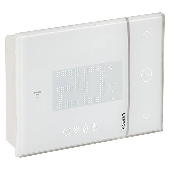 Legrand Termostato inalámbrico WiFi Elliot - Funcionamiento en red, L x An x Al: 2,81 x 12,6 x 8,7 cm - El termostato inteligente Bticino, con un diseño moderno y minimalista y una pantalla digital para el control de la temperatura en casa.