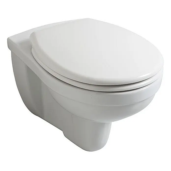 Kiamami Valentina Wand-WC - Spülrandlos, WC Abgang: Senkrecht, Weiß - Weißes wandhängendes WC mit geschlossenem Deckel.