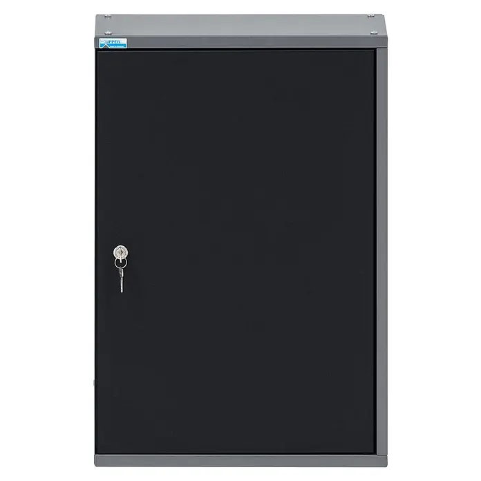 Küpper Hängeschrank - L x B x H: 20 x 40 x 60 cm, Schwarz/Anthrazit, Pulverbeschichtet - Dunkelgrauer Metall-Wandschrank mit Schlüssel im Schloss.