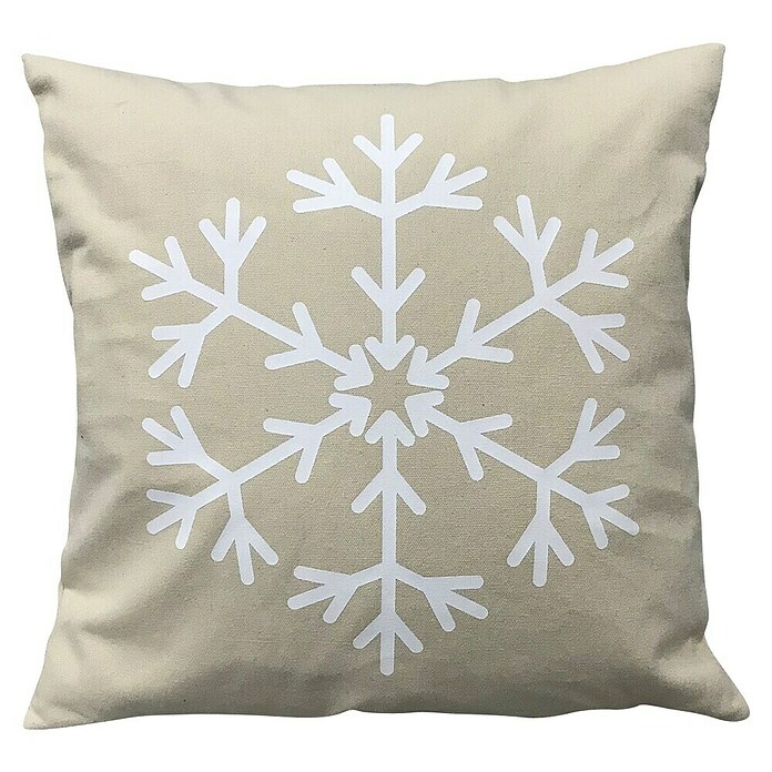 Kussen X-Mas (Snowflake, Beige, 45 x 45 cm, 100 % katoen)