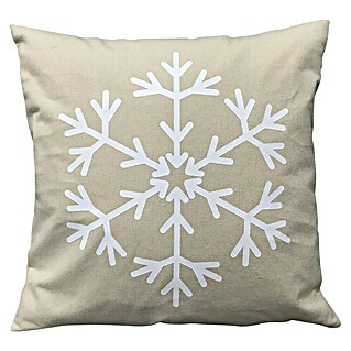 Kussen X-Mas (Snowflake, Beige, 45 x 45 cm, 100 % katoen)