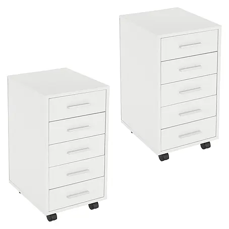 ML-Design  Rollcontainer Mobiler Aktenschrank aus Holz und Aluminium-Griffe Rollwagen