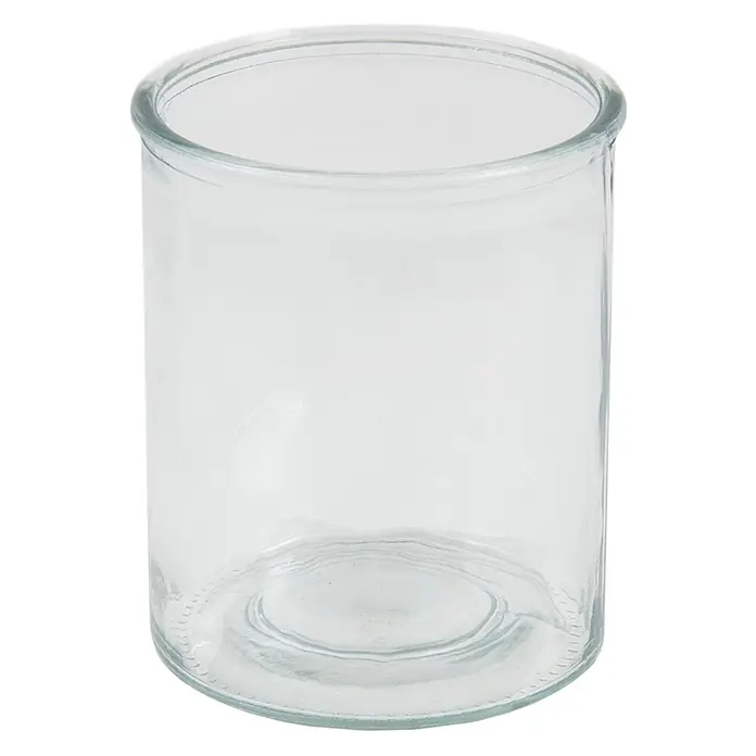 ECD Germany Deko-Tischleuchte Laterne Ried mit Henkel Rattan Windlicht mit Glaseinsatz Kerzenständer - L x B x H: 28 x 28 x 50 cm - Leeres zylindrisches Aufbewahrungsglas aus Klarglas.