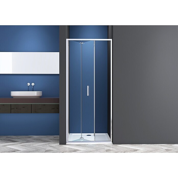 Sanotechnik Zložljiva vrata za tuš kabino Slim Line  (90 x 200 cm, Krom, Vgradne dimenzije: 88-92 cm) | 3673 - Falttür | DADB - Duschabtrennungen | DAD - Badausstattung | DA - Badausstattung/Bäderwelt | D - Sanitär | BAUHAUS