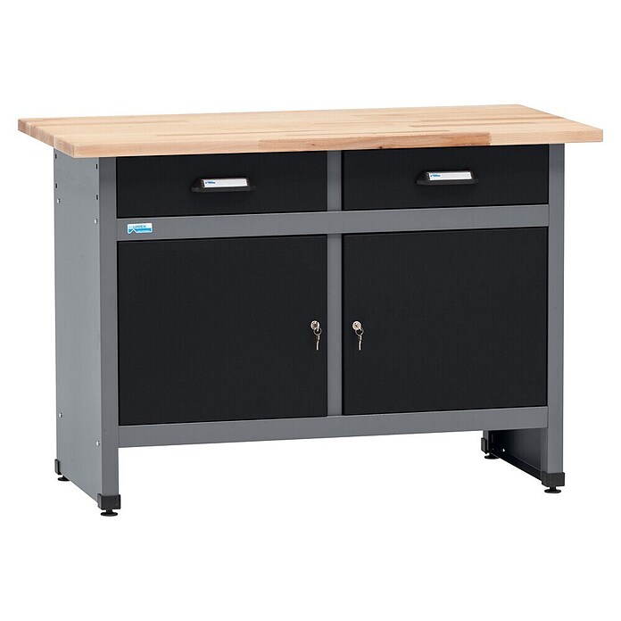 Küpper Radni stol  (D x Š: 60 x 120 cm, Radna visina: 84 cm, Opteretivost: 300 kg, Crno-siva, Broj ladica: 2 Kom.) | BAUHAUS