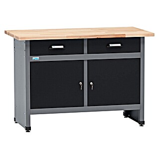Küpper Radni stol (D x Š: 60 x 120 cm, Radna visina: 84 cm, Opteretivost: 300 kg, Crno-siva, Broj ladica: 2 Kom.)