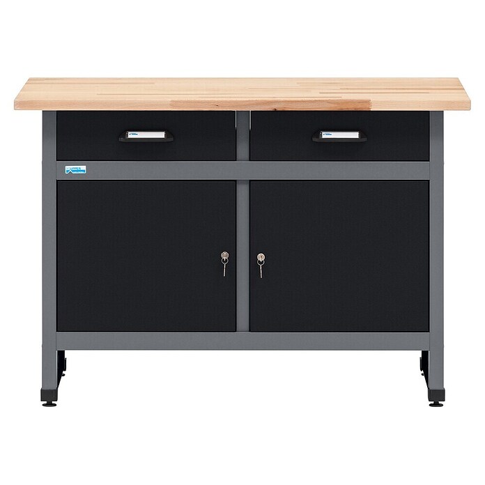Küpper Radni stol  (D x Š: 60 x 120 cm, Radna visina: 84 cm, Opteretivost: 300 kg, Crno-siva, Broj ladica: 2 Kom.) | BAUHAUS
