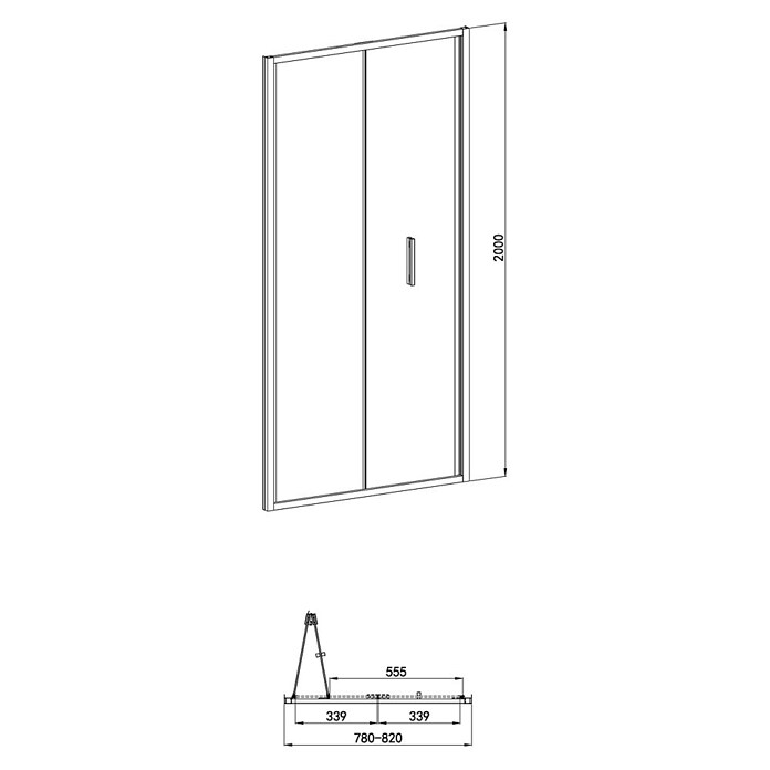 Sanotechnik Zložljiva vrata za tuš kabino Slim Line  (80 x 200 cm, Krom, Vgradne dimenzije: 78-82 cm) | 3673 - Falttür | DADB - Duschabtrennungen | DAD - Badausstattung | DA - Badausstattung/Bäderwelt | D - Sanitär | BAUHAUS
