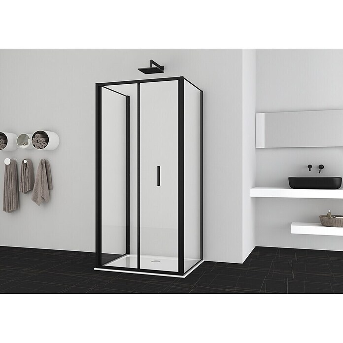 Sanotechnik Zložljiva vrata za tuš kabino Slim Line  (80 x 200 cm, Črna, Vgradne dimenzije: 78-82 cm) | 3673 - Falttür | DADB - Duschabtrennungen | DAD - Badausstattung | DA - Badausstattung/Bäderwelt | D - Sanitär | BAUHAUS