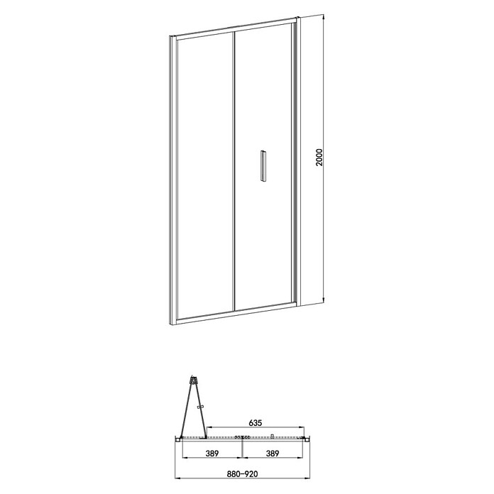 Sanotechnik Zložljiva vrata za tuš kabino Slim Line  (90 x 200 cm, Krom, Vgradne dimenzije: 88-92 cm) | 3673 - Falttür | DADB - Duschabtrennungen | DAD - Badausstattung | DA - Badausstattung/Bäderwelt | D - Sanitär | BAUHAUS