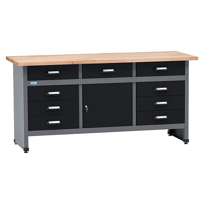 Küpper Radni stol  (D x Š: 60 x 170 cm, Radna visina: 84 cm, Opteretivost: 300 kg, Crno-siva, Broj ladica: 9 Kom.) | BAUHAUS