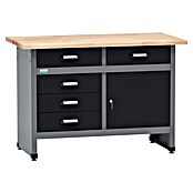Küpper Delovni pult  (Do x Š: 60 x 120 cm, Delovna višina: 84 cm, Nosilnost: 300 kg, Črna, Število predalov: 5 kos) | Delovni pulti | Oprema za delavnice | Orodja in stroji | Izdelki | BAUHAUS