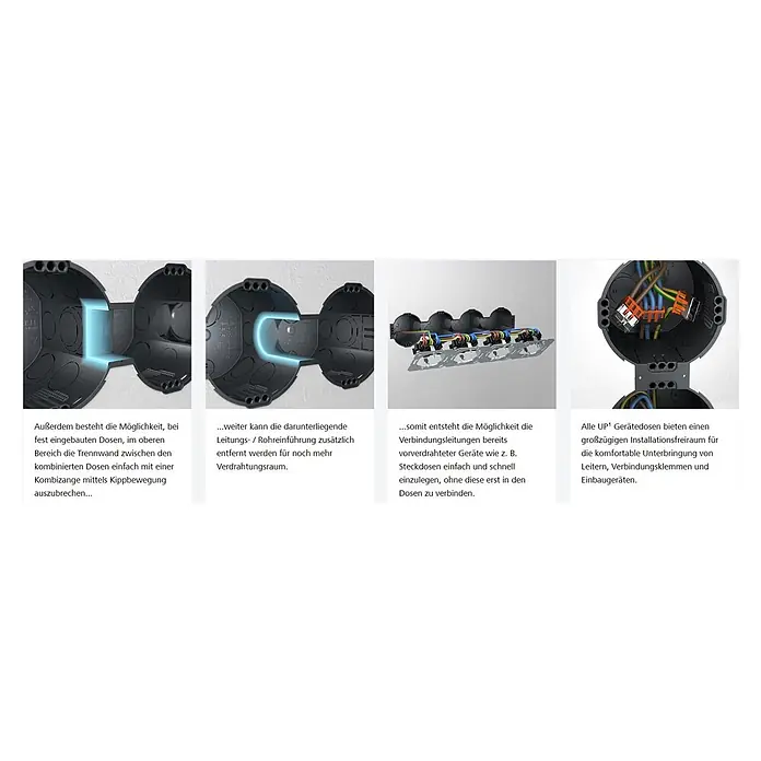 Kaiser Schalterdose - Ø x L: 60 x 66 mm, Schwarz, 25 Stk. - Dunkelgraue, modulare Unterputzdosen für Elektroinstallationen mit Platz für Verdrahtung und Geräteanschlüsse.