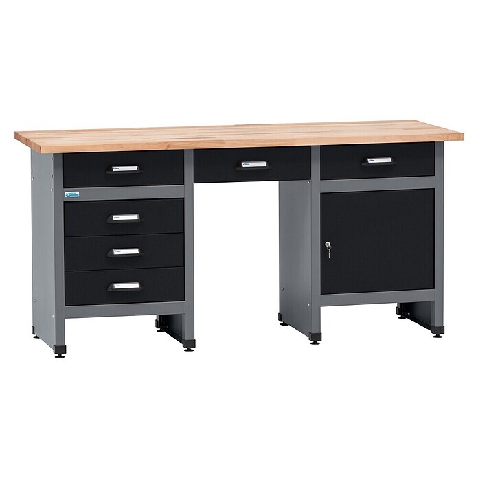 Küpper Delovni pult  (Do x Š: 60 x 170 cm, Delovna višina: 84 cm, Nosilnost: 300 kg, Črna, Število predalov: 6 kos) | Delovni pulti | Oprema za delavnice | Orodja in stroji | Izdelki | BAUHAUS