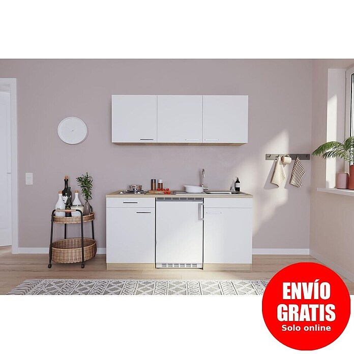 Respekta Cocina (Ancho: 150 cm, Con placa de dos fuegos, Blanco)