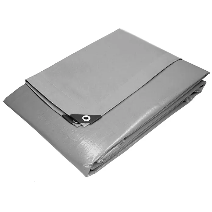 ECD Germany Abdeckplane Gartenplane 180g/m² mit Ösen Reißfeste Regenplane Polyethylen - L x B: 1.200 x 600 cm, 180 g/m², Kunststoff - Gefaltete graue Plane mit Metallösen an der Ecke.