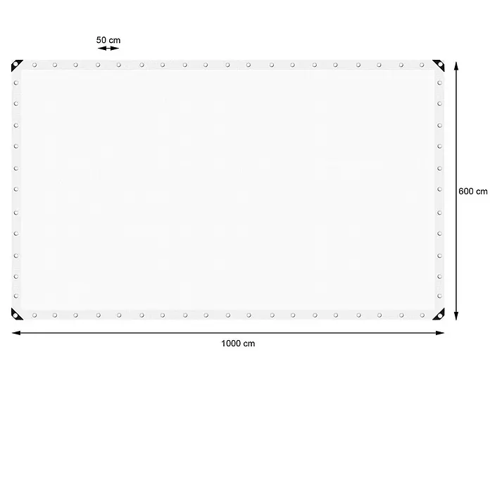 ECD Germany Abdeckplane Gartenplane 260g/m² mit Ösen Reißfeste Regenplane Polyethylen - L x B: 1.000 x 600 cm, 260 g/m², Kunststoff - Weißes Netzgewebe mit verstärkten Ecken und Metallösen, 1000x600 cm, Ösenabstand 50 cm.