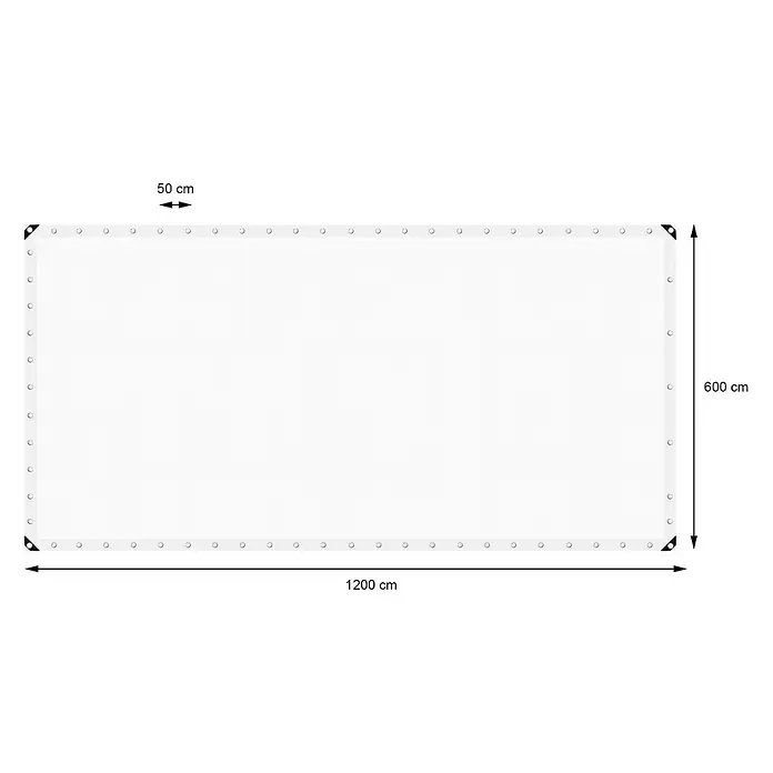 ECD Germany Abdeckplane Gartenplane Weiß 6x12m 180g/m² mit Ösen Reißfeste Regenplane Polyethylen - 180 g/m², Kunststoff - Weißes rechteckiges Netzgewebe-Tuch mit Ösen an allen Rändern, 1200x600 cm groß, mit 50 cm Ösenabstand.
