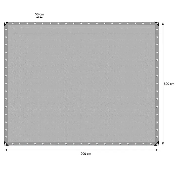 ECD Germany Abdeckplane Gartenplane 260g/m² mit Ösen Reißfeste Regenplane Polyethylen - L x B: 1.000 x 800 cm, 260 g/m², Kunststoff - Graues rechteckiges Netzgewebe, 1000x800 cm, mit Ösen alle 50 cm entlang der Ränder.