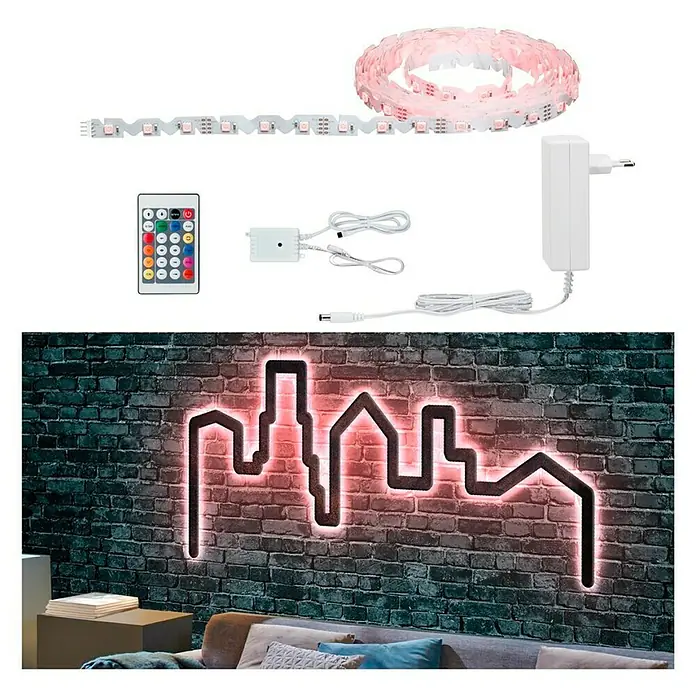Paulmann LED-Band Function FlexLED - Länge: 5 m, Lichtfarbe: RGB, 26 W - LED-Streifen zur Dekoration.