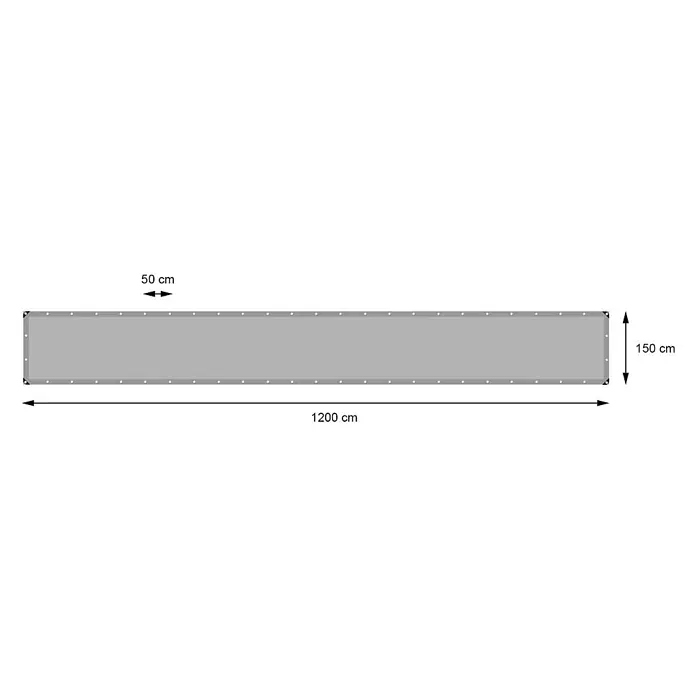 ECD Germany Abdeckplane Gartenplane 260g/m² mit Ösen Reißfeste Regenplane Polyethylen - 260 g/m², Kunststoff - Grauer rechteckiger Sichtschutz, 1200x150 cm, mit Ösen im Abstand von 50 cm zur einfachen Montage.