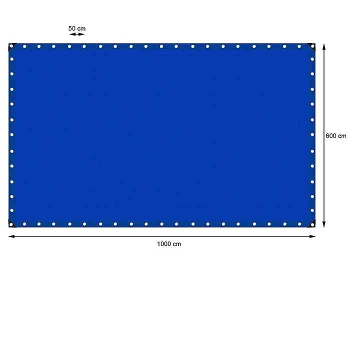 ECD Germany Abdeckplane Gartenplane 180g/m² mit Ösen Reißfeste Regenplane Polyethylen - L x B: 1.000 x 600 cm, 180 g/m², Kunststoff - Blaue rechteckige Plane mit Ösen im Abstand von 50 cm, 1000 x 600 cm.