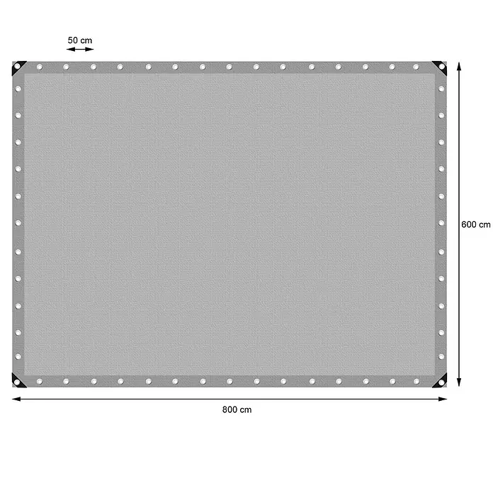 ECD Germany Abdeckplane Gartenplane 180g/m² mit Ösen Reißfeste Regenplane Polyethylen - L x B: 800 x 600 cm, 180 g/m², Kunststoff - Rechteckige graue Gitterplane mit verstärkten Rändern und Ösen, 800 x 600 cm.