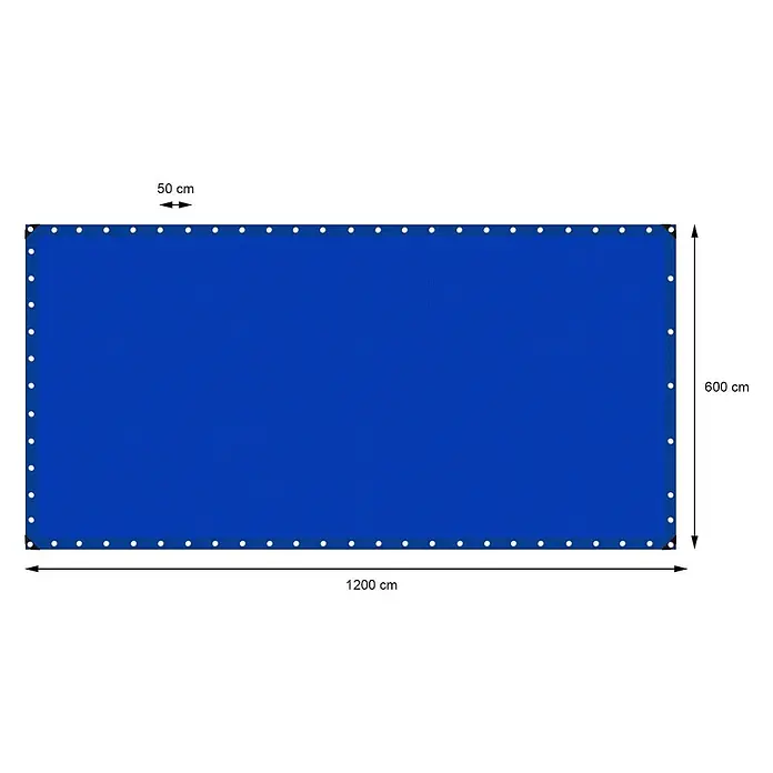 ECD Germany Abdeckplane Gartenplane 260g/m² mit Ösen Reißfeste Regenplane Polyethylen - L x B: 1.200 x 600 cm, 260 g/m², Kunststoff - Große blaue rechteckige Plane, 1200x600 cm, mit Ösen im Abstand von 50 cm zur Befestigung.