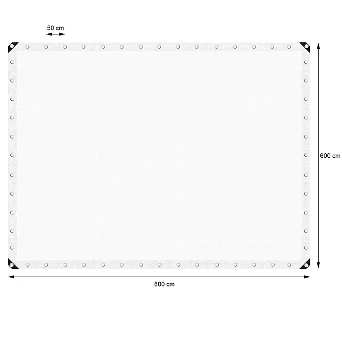 ECD Germany Abdeckplane Gartenplane 260g/m² mit Ösen Reißfeste Regenplane Polyethylen - L x B: 800 x 600 cm, 260 g/m², Kunststoff - Weißes rechteckiges Gittergewebe mit verstärkten Ecken und Metallösen an allen Kanten zur sicheren Befestigung.