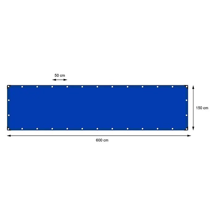 ECD Germany Abdeckplane Gartenplane 180g/m² mit Ösen Reißfeste Regenplane Polyethylen - L x B: 600 x 150 cm, 180 g/m², Kunststoff - Blaues rechteckiges Planen-Banner mit Ösen, 600x150 cm. Ösenabstand 50 cm.
