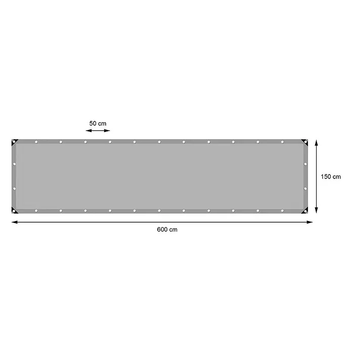 ECD Germany Abdeckplane Gartenplane 180g/m² mit Ösen Reißfeste Regenplane Polyethylen - 180 g/m², Kunststoff - Grauer Sichtschutz, 600x150 cm, mit Ösen im Abstand von 50 cm.