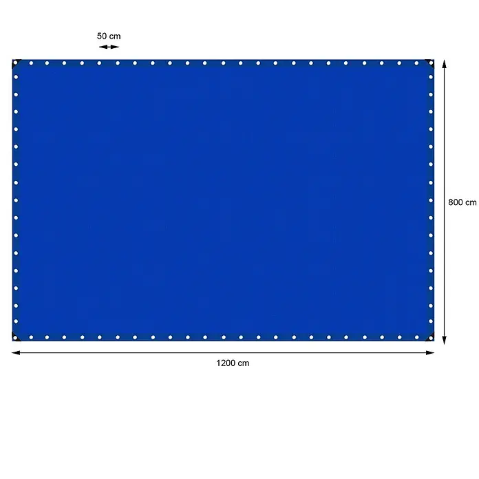 ECD Germany Abdeckplane Gartenplane 260g/m² mit Ösen Reißfeste Regenplane Polyethylen - L x B: 1.200 x 800 cm, 260 g/m², Kunststoff - Blaue rechteckige Plane mit verstärkten Kanten und Metallösen im Abstand von 50 cm, Maße 1200x800 cm.