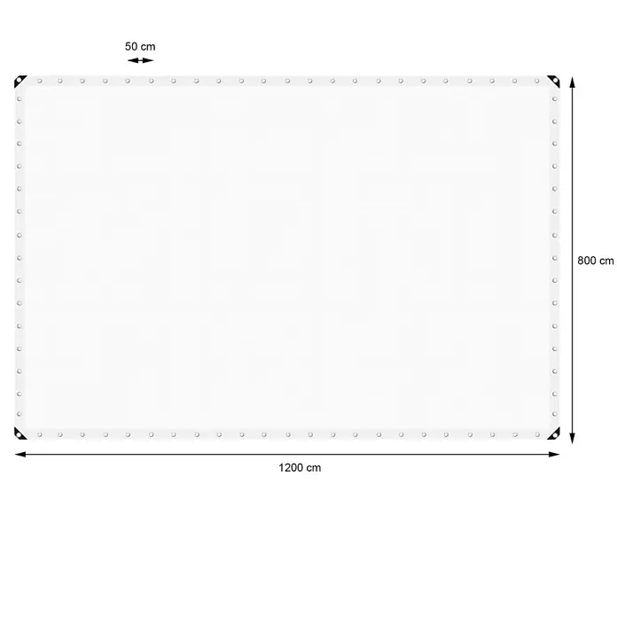 ECD Germany Abdeckplane Gartenplane 260g/m² mit Ösen Reißfeste Regenplane Polyethylen - L x B: 1.200 x 800 cm, 260 g/m², Kunststoff - Weißes rechteckiges Netzgewebe mit verstärkten Ecken und Ösen an den Rändern. Misst 1200x800 cm mit 50 cm Ösenabstand.
