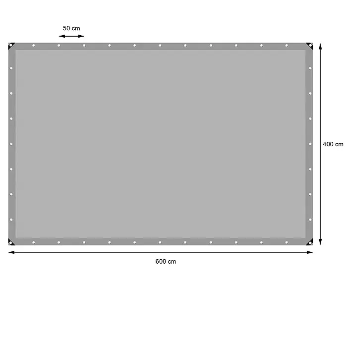 ECD Germany Abdeckplane Gartenplane 260g/m² mit Ösen Reißfeste Regenplane Polyethylen - L x B: 600 x 400 cm, 260 g/m², Kunststoff - Grauer rechteckiger Sichtschutz mit Ösen, 600x400 cm, Ösenabstand 50 cm.