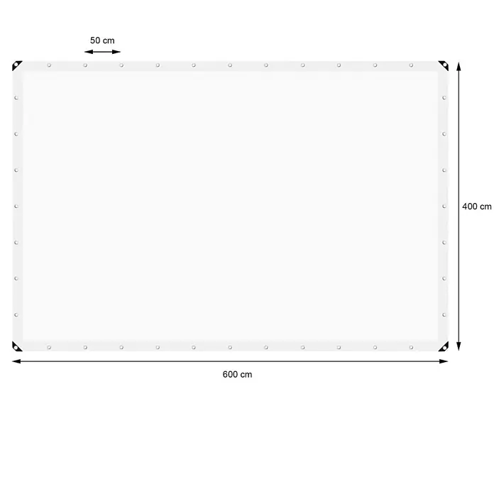 ECD Germany Abdeckplane Gartenplane 260g/m² mit Ösen Reißfeste Regenplane Polyethylen - L x B: 600 x 400 cm, 260 g/m², Kunststoff - Weiße rechteckige Plane mit Ösen, 600x400 cm. Ösenabstand 50 cm.