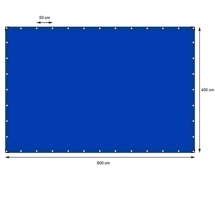 ECD Germany Abdeckplane Gartenplane 260g/m² mit Ösen Reißfeste Regenplane Polyethylen - L x B: 600 x 400 cm, 260 g/m², Kunststoff - Blaue rechteckige Abdeckplane, 600x400 cm, mit Metallösen im Abstand von 50 cm.