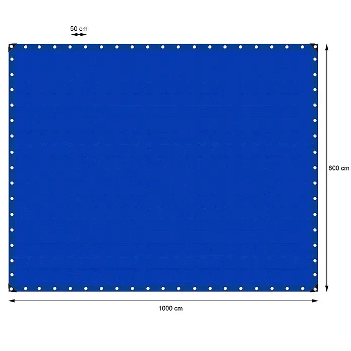 ECD Germany Abdeckplane Gartenplane 260g/m² mit Ösen Reißfeste Regenplane Polyethylen - L x B: 1.000 x 800 cm, 260 g/m², Kunststoff - Blauer rechteckiger Sichtschutz (1000x800 cm) mit verstärkten Kanten und Metallösen im Abstand von 50 cm.