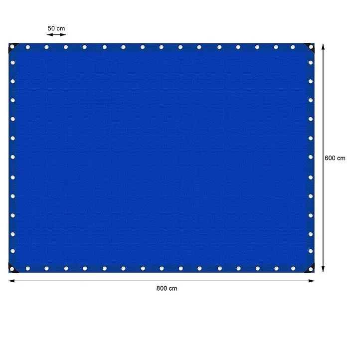 ECD Germany Abdeckplane Gartenplane 260g/m² mit Ösen Reißfeste Regenplane Polyethylen - L x B: 800 x 600 cm, 260 g/m², Kunststoff - Blaues rechteckiges Plane, 800x600 cm, mit Ösen im Abstand von 50 cm an allen Rändern zur Befestigung.