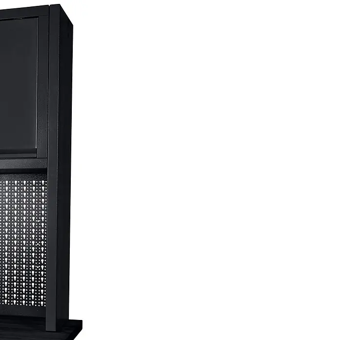 Küpper Profi Modul System Seitenwand - Schwarz, 2 Stk. - Schwarzer Metallschrank mit strukturierter Oberfläche und perforierter Rückwand.