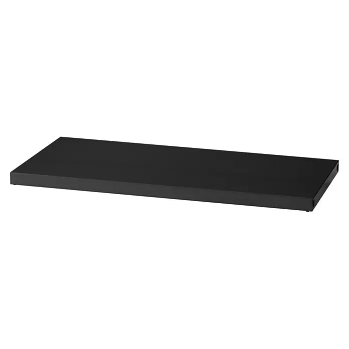 Küpper Profi Modul System Fachboden Mittel - L x B: 110 x 56 cm, Schwarz - Schwarze rechteckige matte Plattform mit kleinen Füßen.