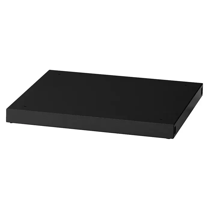Küpper Profi Modul System Fachboden - L x B: 56 x 55 cm, Schwarz - Schwarzes, rechteckiges Metallgehäuse mit strukturierter Oberfläche und sichtbaren Befestigungspunkten auf der Oberseite.