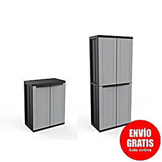 Terry JLine Armario multiusos de plástico  Alto + Bajo (Gris/Negro, Plástico)