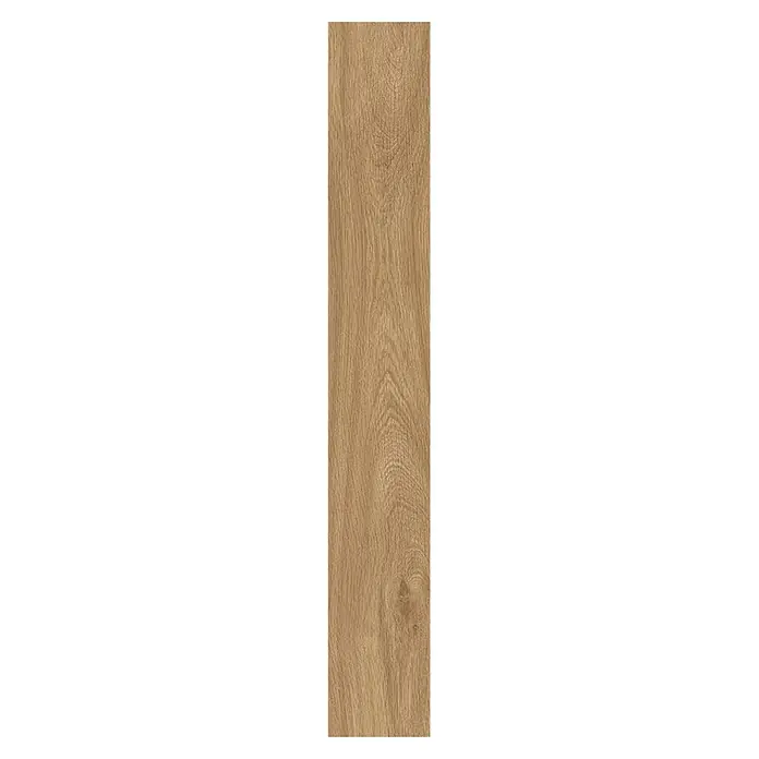 Krono Original Laminat Comfort Silent Cork - Buckingham Oak, Landhausdiele, 1.288 x 195 x 8 mm - Langes hellbraunes Holzbrett mit natürlicher Holzmaserung.