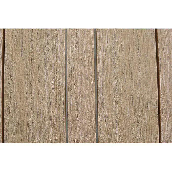 Merxx Gartentisch-Set Pisa - Gesamtumfang: 5 -tlg., L x B x H: 160 x 90 x 77 cm, Aluminium/Textil, Stapelbar - Helle Holzbretter mit sichtbarer Maserung, die eine strukturierte Oberfläche bilden.