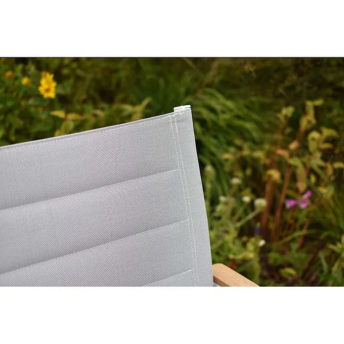 Merxx Gartentisch-Set Pisa - Gesamtumfang: 5 -tlg., L x B x H: 160 x 90 x 77 cm, Aluminium/Textil, Stapelbar - Grauer, strukturierter Plisseestoff mit weißem Clip.