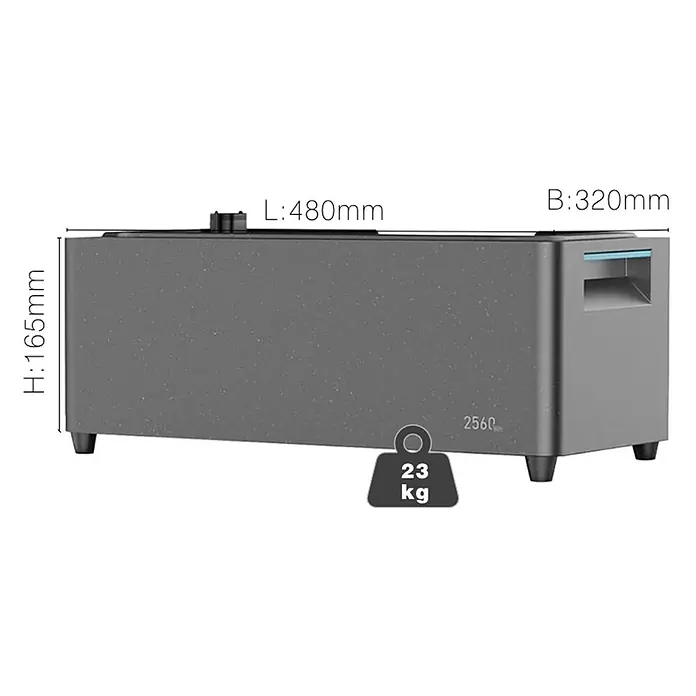 Sunniva Balkonkraftwerk-Set 2760 / 800 Watt mit Marstek Jupiter C Plus 7.68 kWh Speicher - Nennleistung: 800 W, L x B x H: 1.762 x 1.134 x 30 mm - Dunkelgraue rechteckige Powerstation, 480x320x165mm, 23kg, 2560Wh Kapazität.