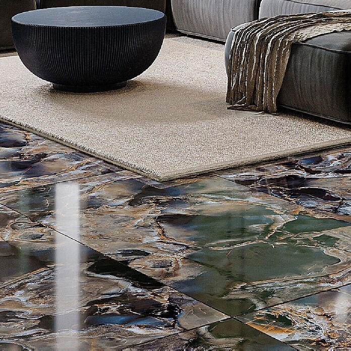 Feinsteinzeugfliese Onyx Freedom (60 x 120 cm, Black, Glänzend) | BAUHAUS
