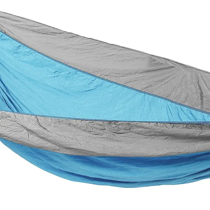 SVITA Hängematte - L x B: 270 x 140 cm, Sonstiges, Blau - Blau-graue Stoffhängematte mit abwechselnden Farbsegmenten und sichtbaren Nähten.