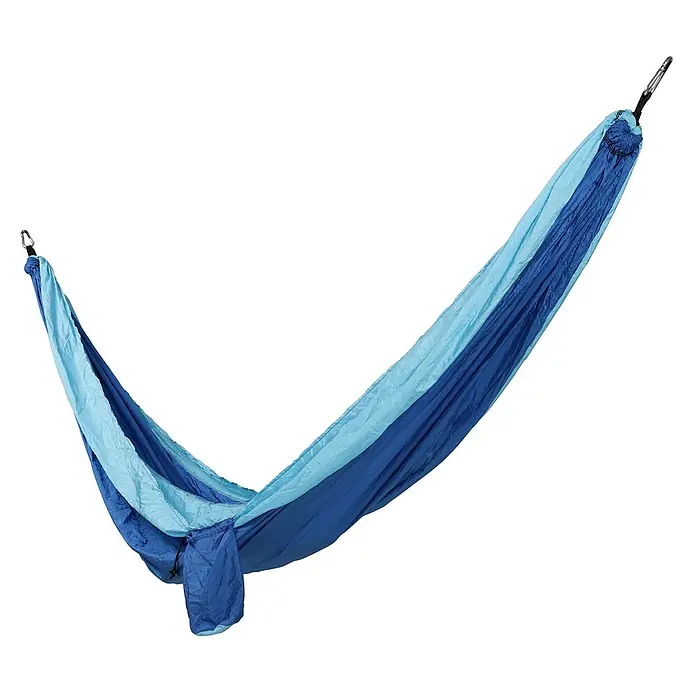 SVITA Hängematte - L x B: 300 x 200 cm, Sonstiges, Blau - Zweifarbige blau-hellblaue Nylon-Hängematte mit Karabinerhaken an jedem Ende.